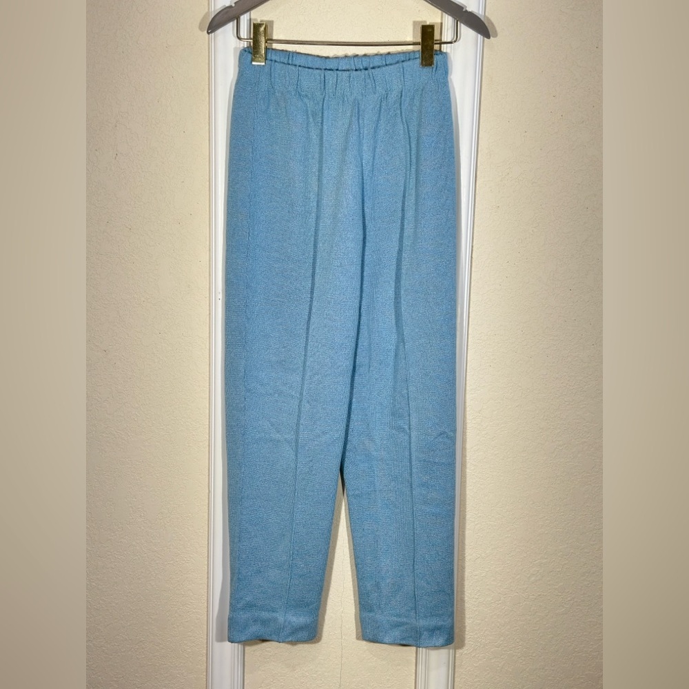 Vintage San Remo by Laura Knits High Rise Blue Knit Pants | Size S | Made in USA